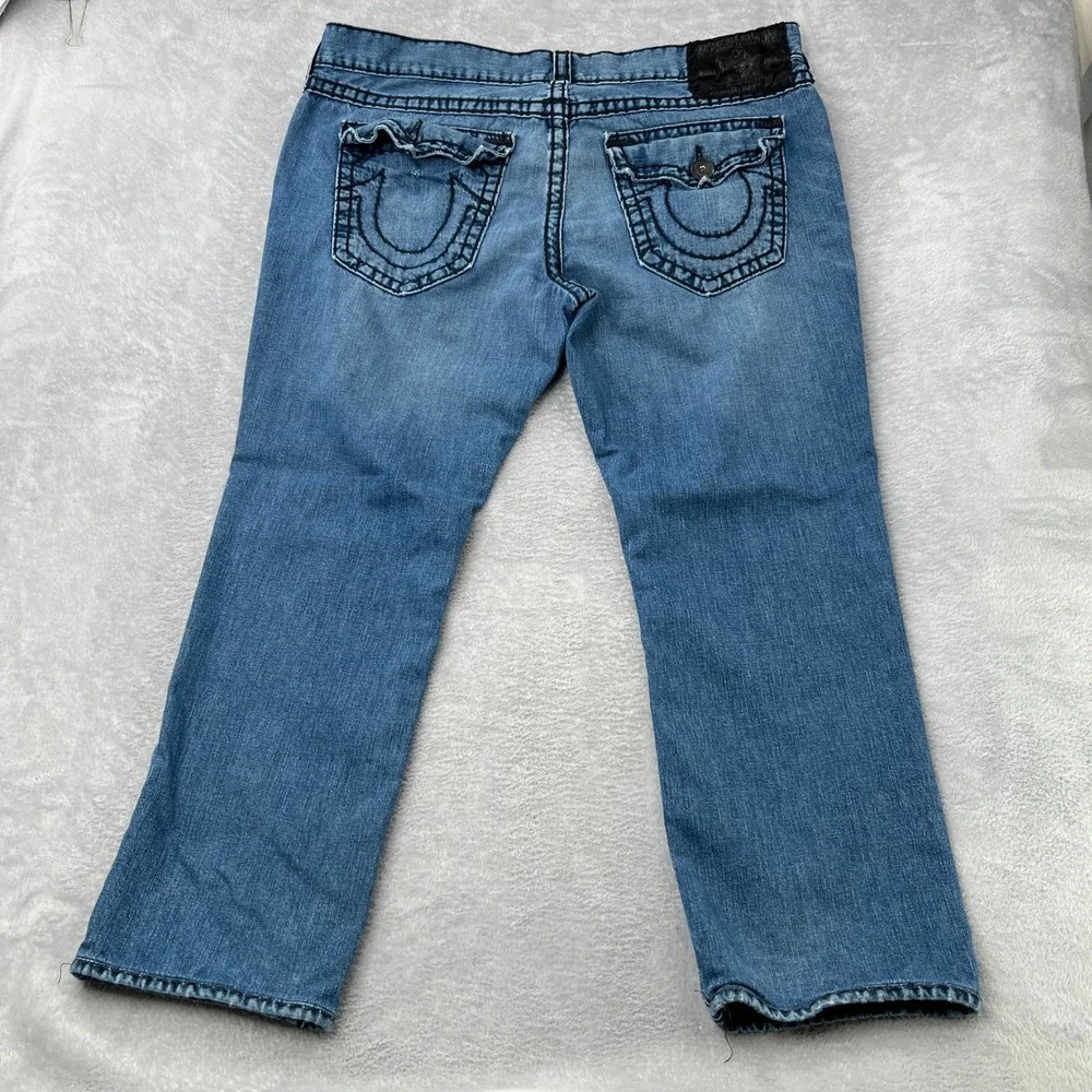 True Religion Ricky Super‎ T Jeans Size 44 Blue Mens Black Contrast Stitch USA